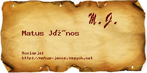 Matus János névjegykártya