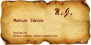 Matus János névjegykártya